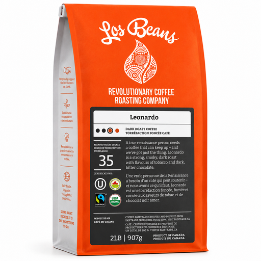 Leonardo Dark Roast-907 grams-Organic Coffee-Whole Bean-Dark Roast