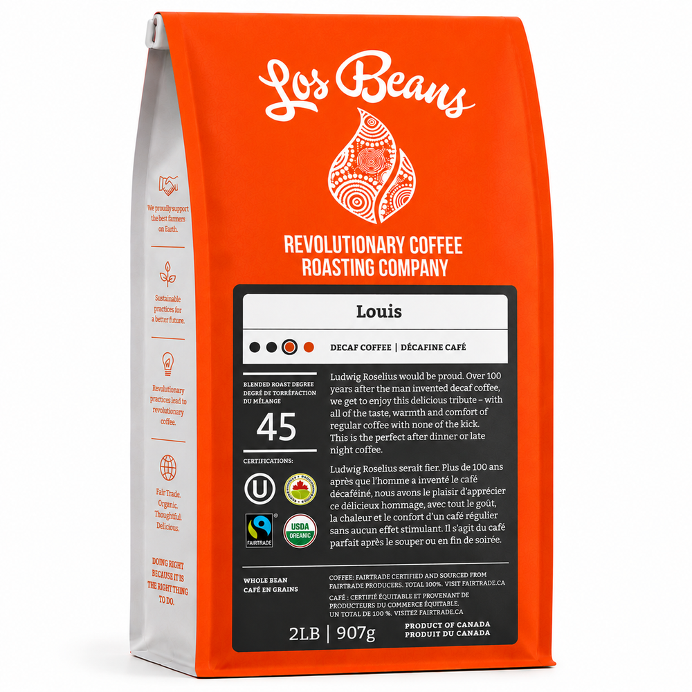 Louis Decaf-907 grams-Organic Coffee-Whole Bean-Medium Roast