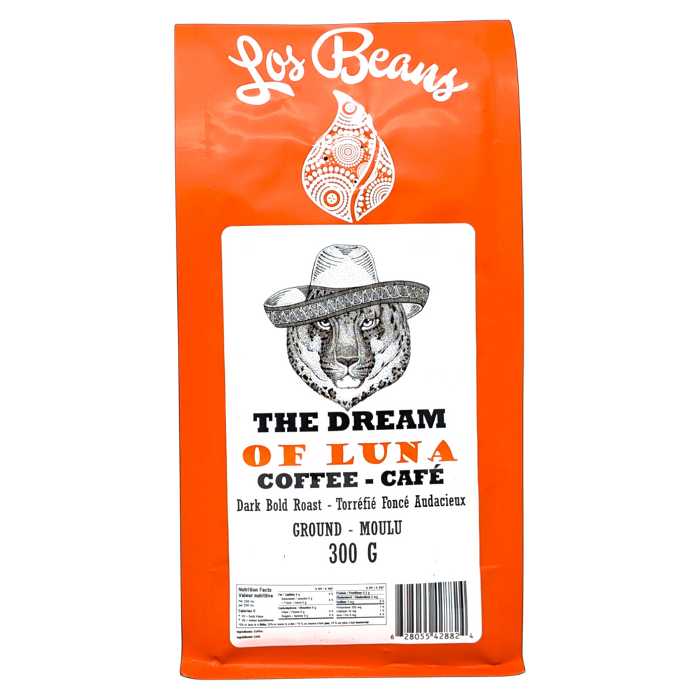 Los Beans The Dream of Luna Bold Dark Roast 300g Ground.