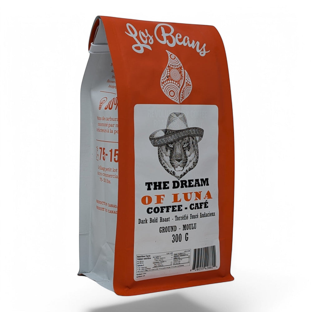 Los Beans The Dream of Luna Bold Dark Roast 300g Ground.
