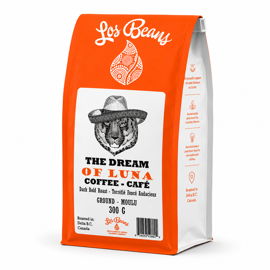 Los Beans The Dream of Luna Bold Dark Roast 300g Ground.